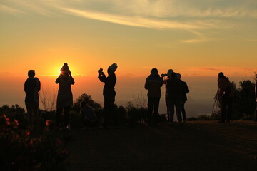 Fototapeta premium Camp site area on Huai Nam Dang National Park, The Spectacular Sea of mist in Chiang Mai, Thailand 