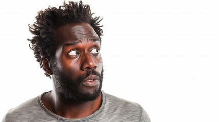 Fototapeta premium Black man looking confused isolated on a white background
