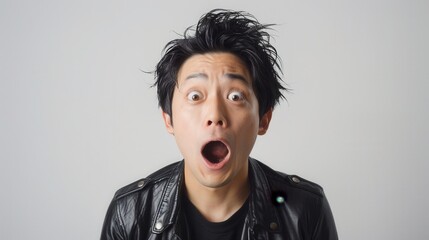 Japanese man expressing surprise isolated on a white background