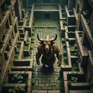 a minotaur in a labyrinth