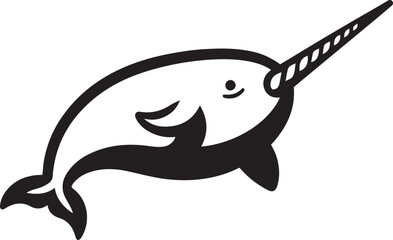 Narwhal silhouette vector outline icon illustration. © SubrotoBasak