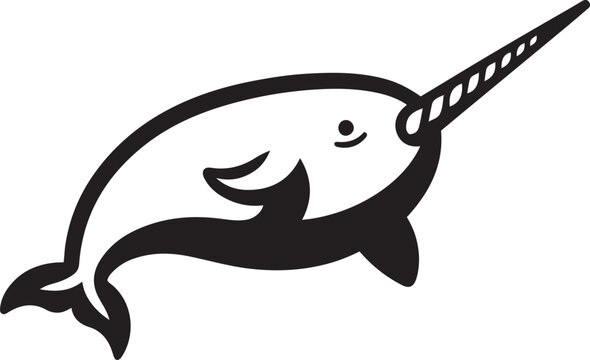 recommend clip art: Narwhal silhouette vector outline icon illustration.