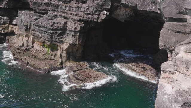The cave in the cliffs at Boca Do Inferno, Cascais, Portugal.