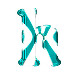 White symbol with turquoise thick straps. letter h