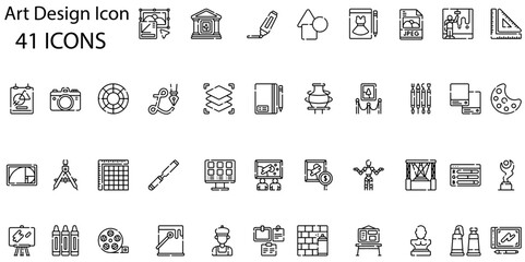 Set of art desing icons. Line art style icons bundle. vector illustration
