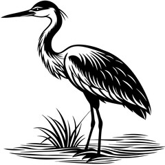 heron silhouette isolated on white