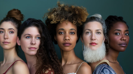Obraz premium Frauen mit Bart und Vollbart Bartwuchs bei Frauen und Transgender Model Portrait für Rasuren und Frisuren Generative AI