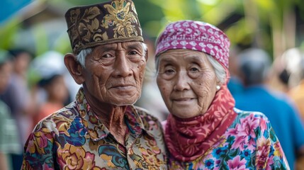 An elderly couple participates in a traditional religious procession in their village, highlighting faith, community, and cultural heritage.