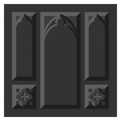 Gothic window tracery. Stone architectural frame. Illustration.