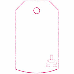 Tag with travel bag design advertising.