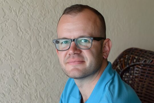 Headshot of friendly average looking man in casual cloths