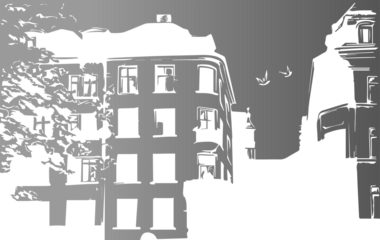 House silhouette drawing design banner