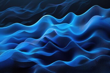 Obraz premium A blue wave with a black background. The blue color is very vivid and the wave is very long