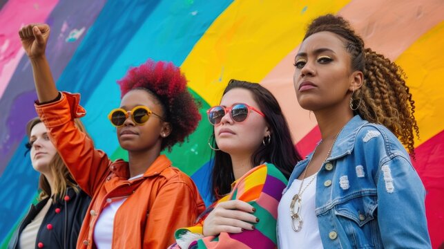 Group of diverse and empowered lesbian activists