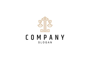 Fototapeta premium lawyer law court scales pillar logo in line art design style