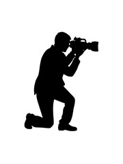 Photographers in action shooting diverse subjects and scenes, silhouette vector illustration