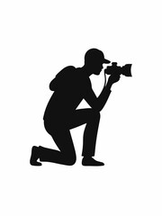 Photographers in action shooting diverse subjects and scenes, silhouette vector illustration