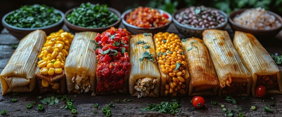 A Lively Collage Captured Tamales With Unique And Flavorful Recipes, Reflecting The Culinary Creativity