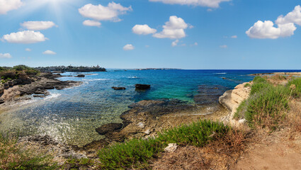 Spiaggia Massolivieri coast summer sea landscape (Siracusa, Sicily, Italy)