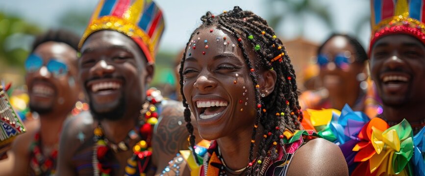 A Lively Collage Depicted Juneteenth Parades With Colorful Floats, Reflecting The Joy And Creativity Of The Celebration