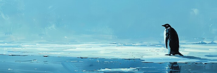 Solitary Penguin on a Frozen Landscape