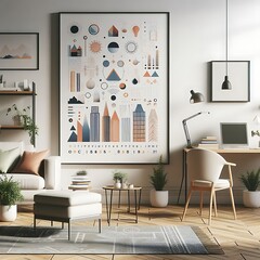 A room style interior set design with a large picture on the wall informative optimized Vibrant optimized.