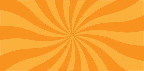 Vector Abstract orange sun rays and sunburst backdrop background. seamless retro vintage burst sunrise sunbeam element spiral striped illustration sunray template wallpaper design.