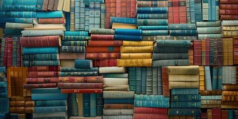 Fototapeta premium A Wall of Books: A Literary Tapestry