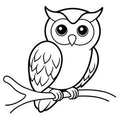 Owl Vector line art and silhouette illustration