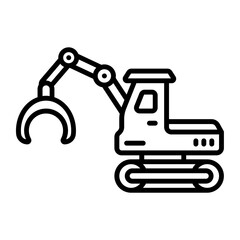 closed loop track Feller Buncher vector icon design, timber and lumber Symbol, Forestry and Deforestation Sign, forest farming and woodlands illustration, shovel logging with single machine concept