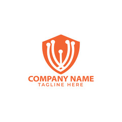 Innovative high tech logo template. Smart computer
