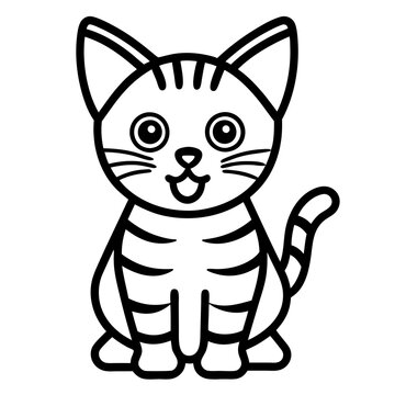 recommend clip art: Vector funny kitten line art and silhouette illustration