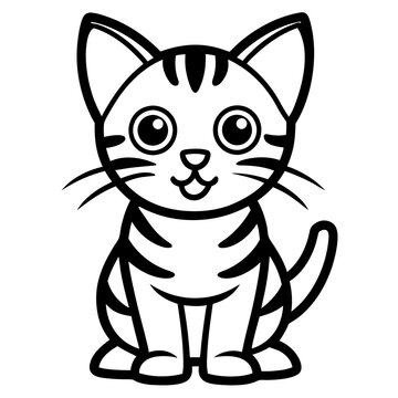 recommend clip art: Vector funny kitten line art and silhouette illustration