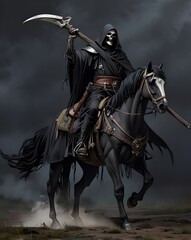 The grim reaper rides a horse. Generative AI