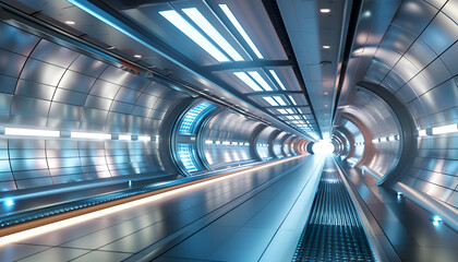 Fototapeta premium futuristic underground metal tunnel