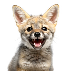 Fototapeta premium Small Bat-Eared Fox Cute Smile isolated on a transparent background, png file, cut off bg, alpha canal