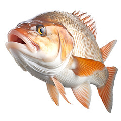 Small Barramundi Fish Cute Smile isolated on a transparent background, png file, cut off bg, alpha canal