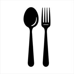 Fork and spoon silhouette isolated on white background. Fork and spoon icon vector illustration design.