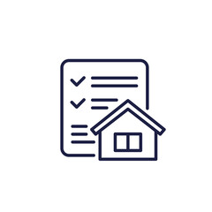 Building permit line icon with a house