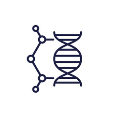 Biomaterial line icon with molecule and dna