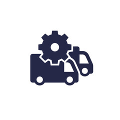 commercial fleet management icon with trucks, vans