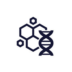 Biomaterial icon with molecule and dna