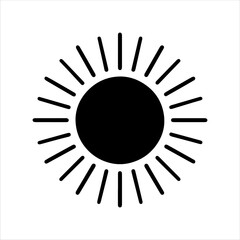 Single sun silhouette isolated on white background. Sun icon vector illustration design.