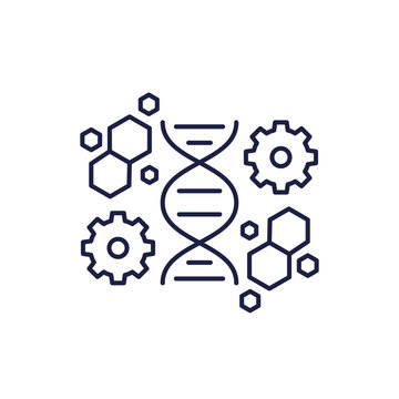 bioengineering icon in line design, vector