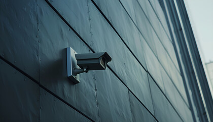 cctv camera on a corporate building exterior wall