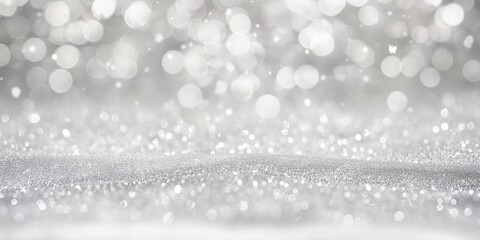 Silver bokeh background, elegant and festive design with copy space. Suitable Holidays: Christmas, New Year's Eve, Weddings