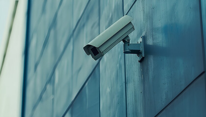 cctv camera on a corporate building exterior wall