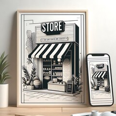 A picture of A store style interior set design and a phone on a table informative unique.