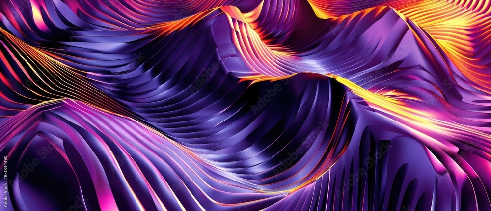 Wall mural dynamic geometric background with vibrant waveforms and bright colors
