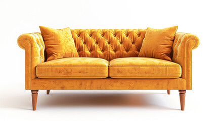 Modern Black Leather Sofa on Clean White Background